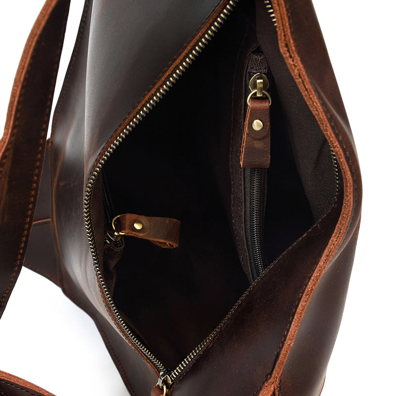 Men's Leather Crazy Waistcoat Personality Simple Backpacks