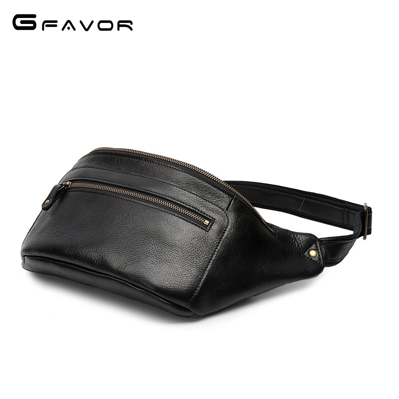 Men's Vintage Crazy Horse Leather Mobile Men's Chest Bags