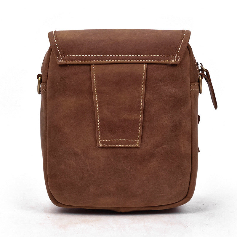 Men's Leather Retro Crazy Horse Brown First Men's Shoulder Bags