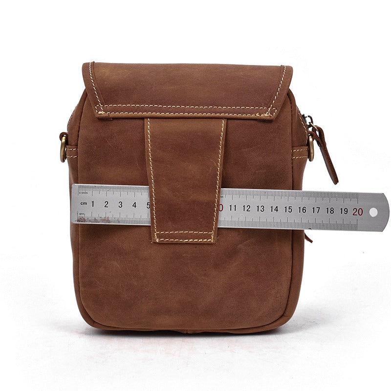 Men's Leather Retro Crazy Horse Brown First Men's Shoulder Bags