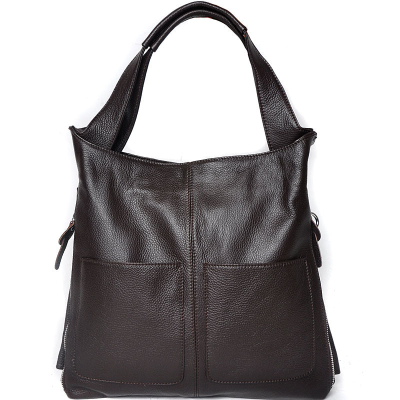Women's Fashion Trendy Head Layer Cowhide Simple Handbags