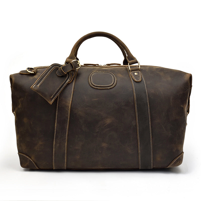 Men's Vintage Crazy Horse Leather Fitness Travel Bags