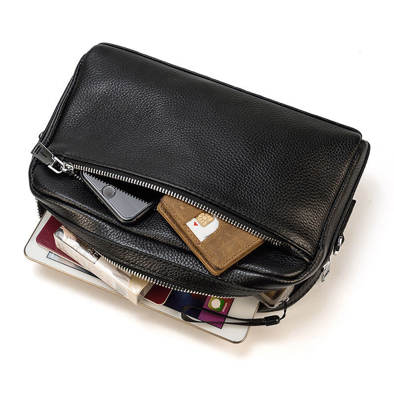 Women's & Men's & Leather Fashion Black Clutch Multifunctional Men's Handbags