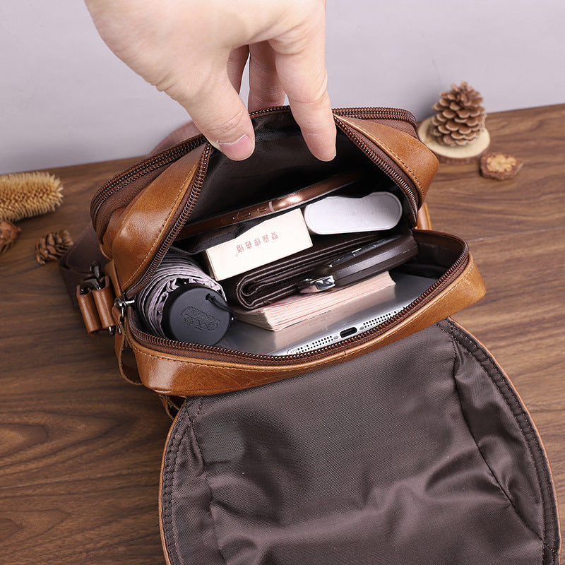 Men's Genuine Leather Retro First Layer Cowhide Men's Shoulder Bags