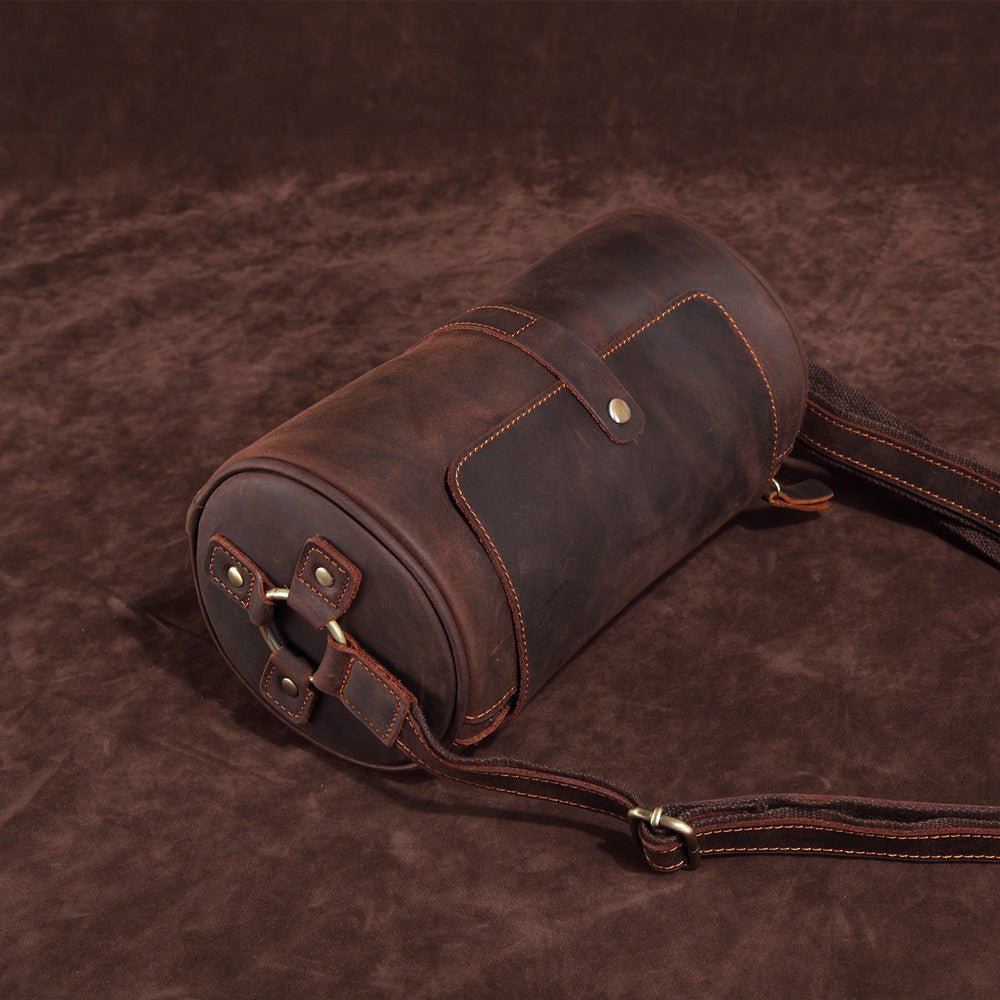 Men's Leather Vintage Genuine Cylinder First Layer Men's Messenger Bags
