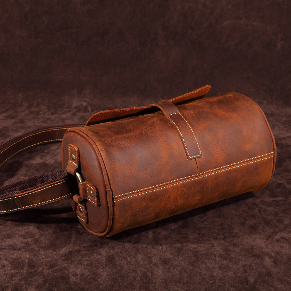 Men's Leather Vintage Genuine Cylinder First Layer Men's Messenger Bags