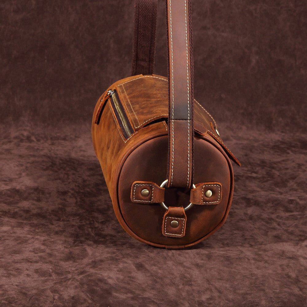 Men's Leather Vintage Genuine Cylinder First Layer Men's Messenger Bags