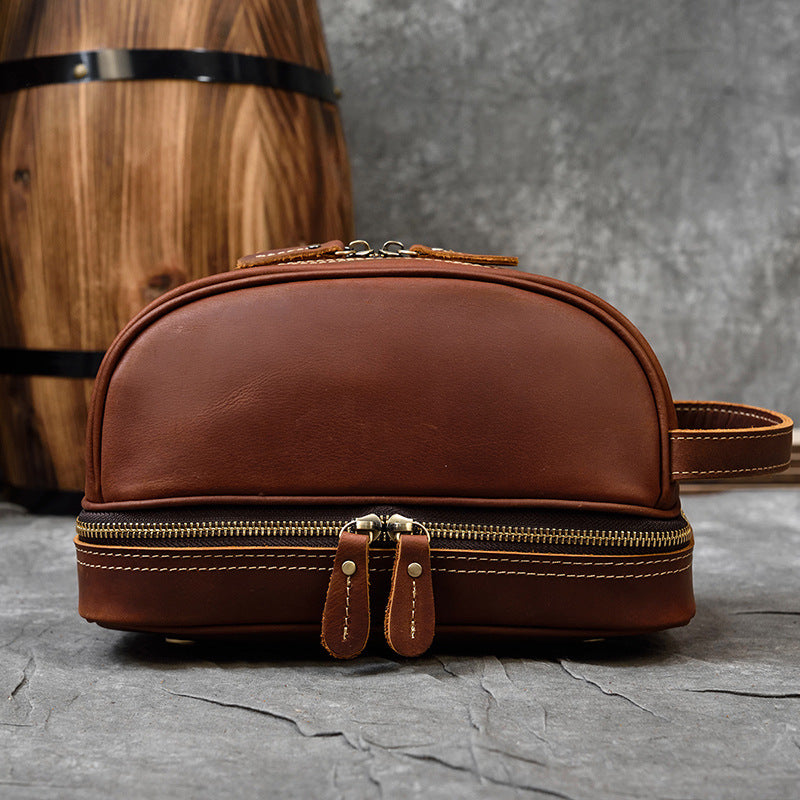 Men's Clutch Crazy Horse Toiletry Neutral Cowhide Men's Handbags