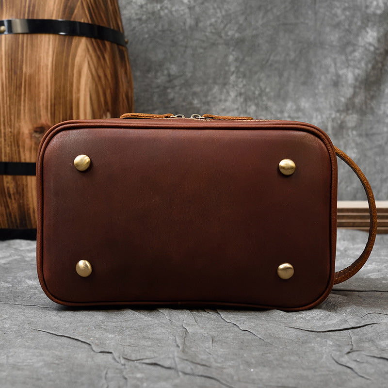 Men's Clutch Crazy Horse Toiletry Neutral Cowhide Men's Handbags