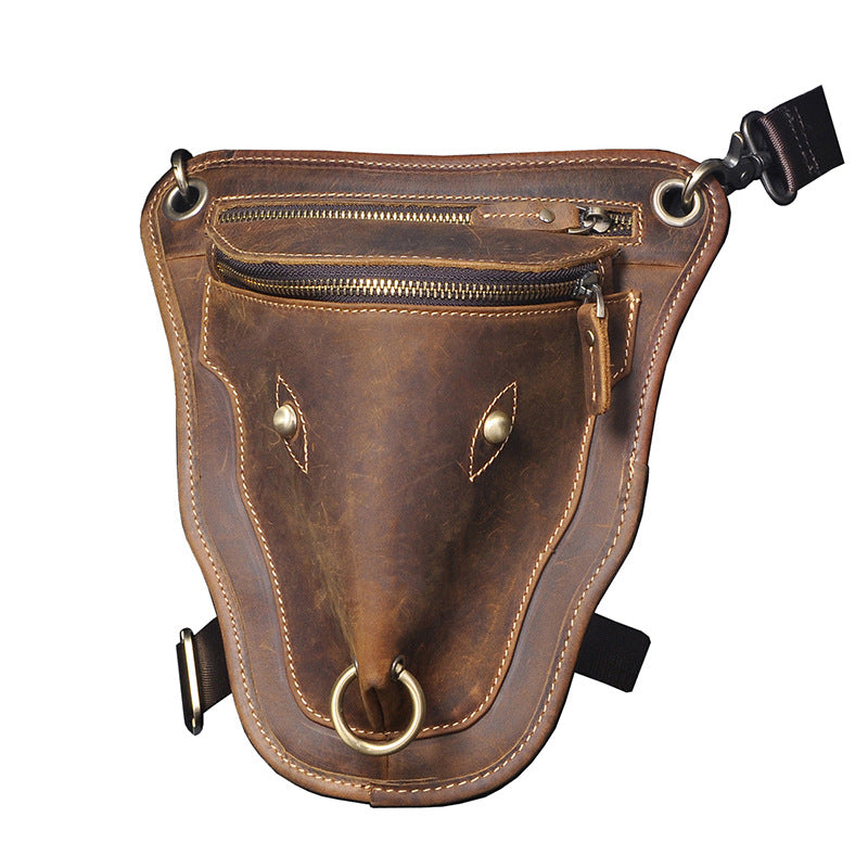 Men's Cowhide Retro Cool Cow Head Large Men's Chest Bags