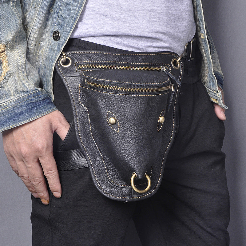 Men's Cowhide Retro Cool Cow Head Large Men's Chest Bags