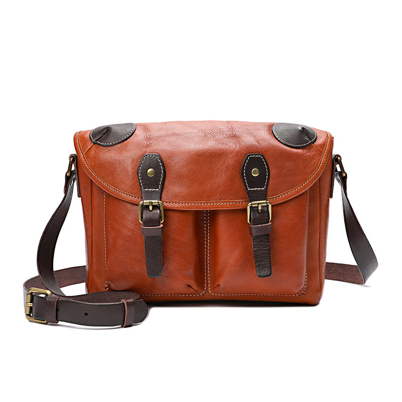 Women's & Men's & Turn Mountain Handmade Vegetable Tanned Men's Messenger Bags