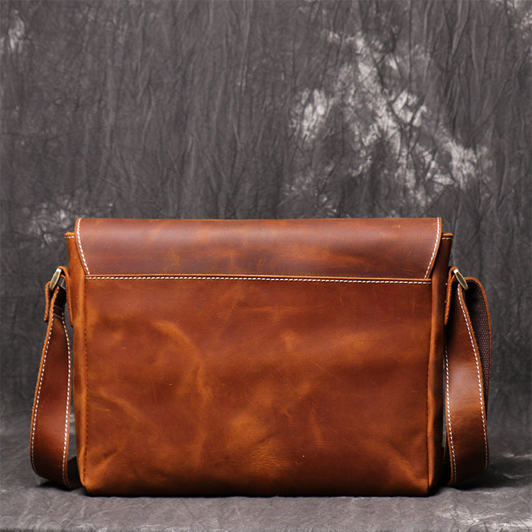 Women's & Men's & Vintage Leather Handmade Cowhide Crazy Men's Messenger Bags