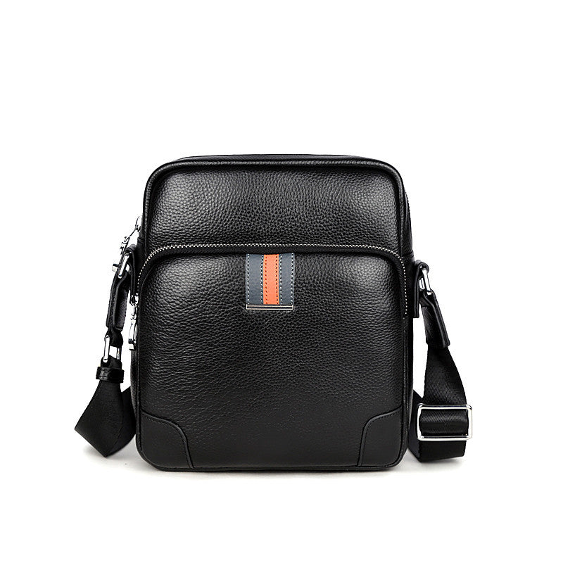 Men's Gold Rice First Layer Cowhide Leather Vertical Men's Messenger Bags