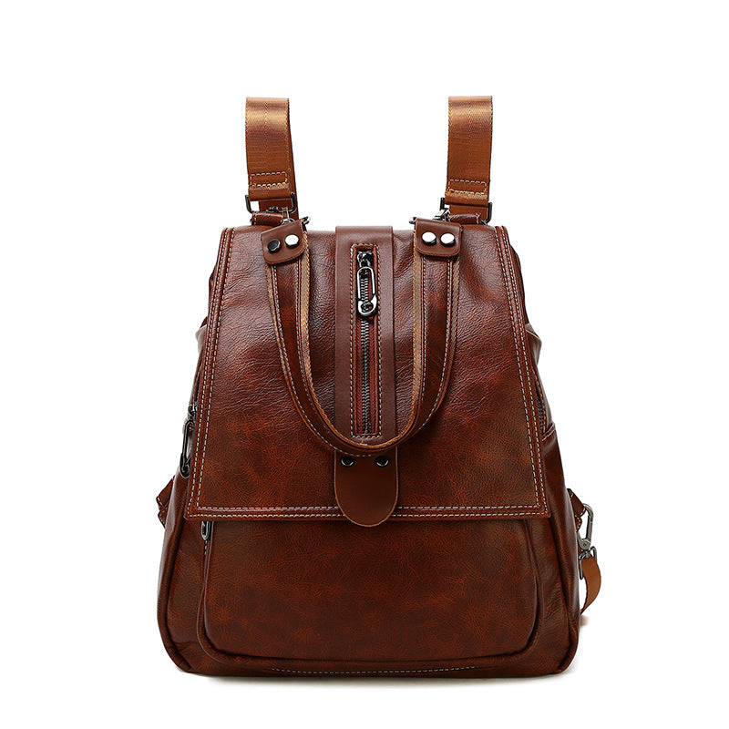 Women's Fashion Leather Oil Wax Batch Backpacks