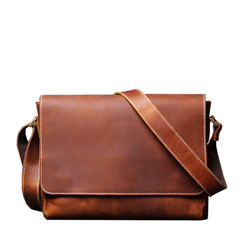 Women's & Men's & Vintage Leather Handmade Cowhide Crazy Men's Messenger Bags