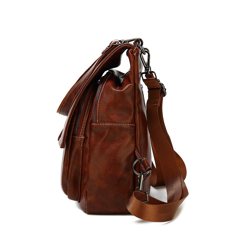 Women's Fashion Leather Oil Wax Batch Backpacks