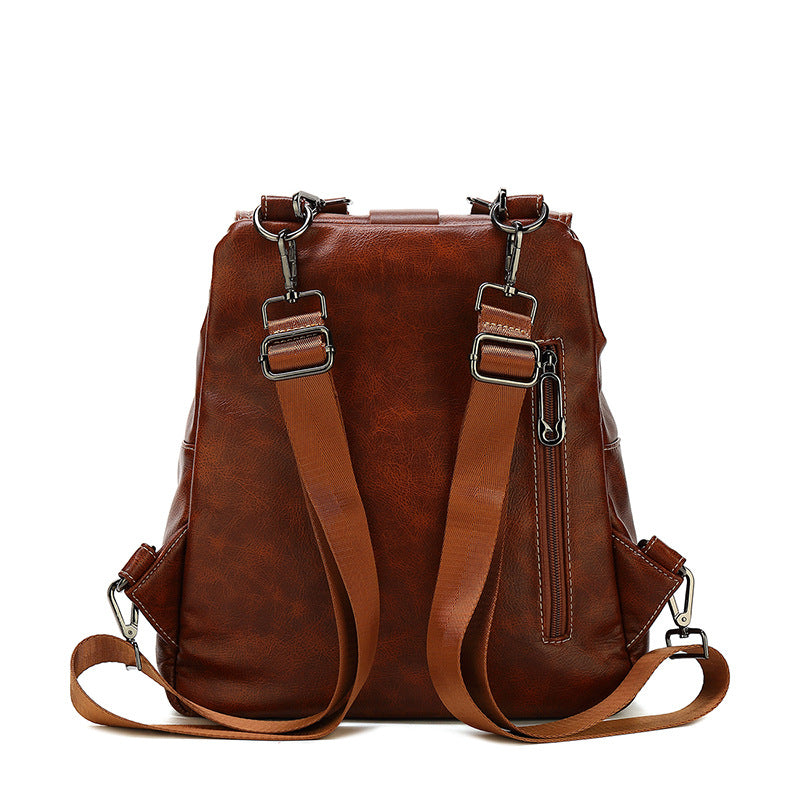 Women's Fashion Leather Oil Wax Batch Backpacks