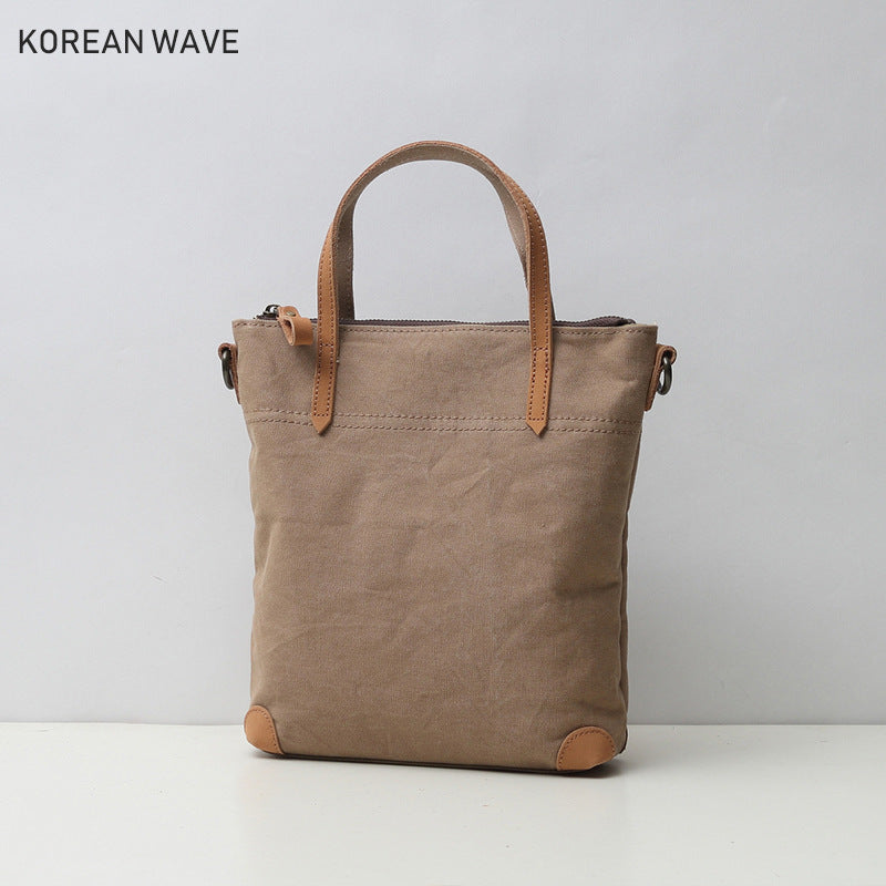 Women's Korean Style Canvas Mori Solid Color Hand Holding Fairy Bags