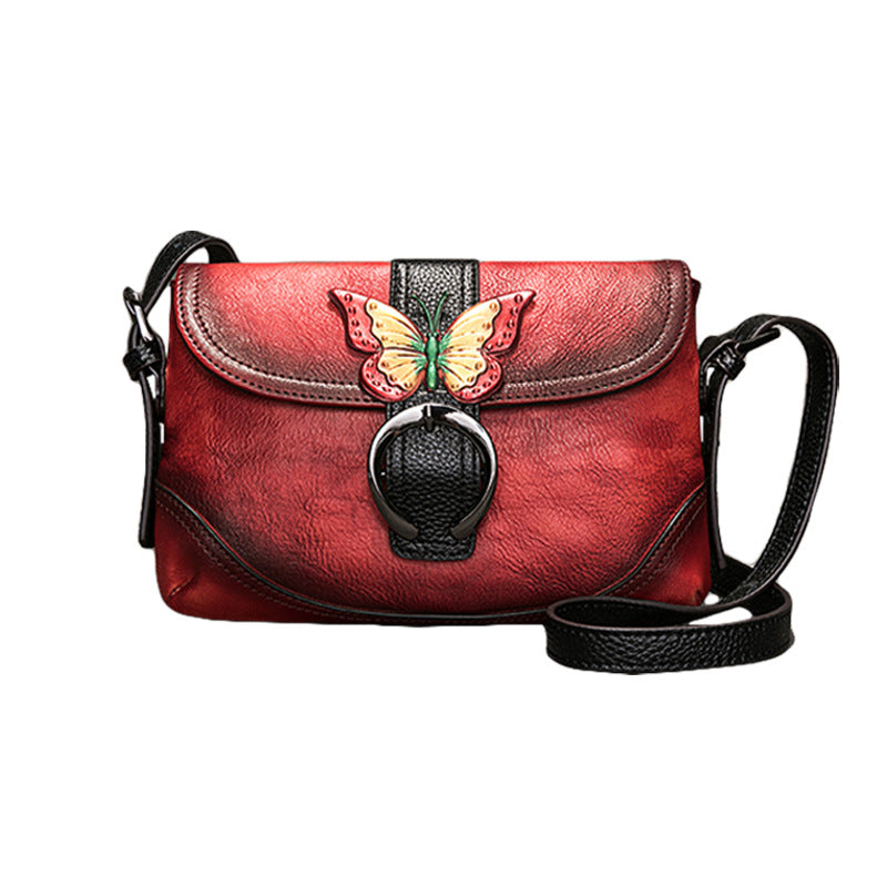 Women's Live Broadcast Top Layer Cowhide Chinese Shoulder Bags
