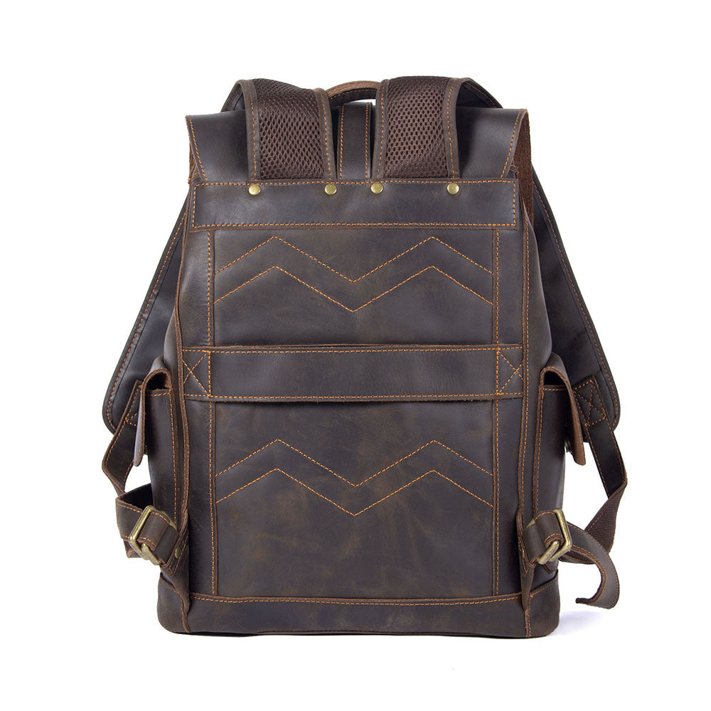 Men's Retro Handmade Crazy Horse Leather Large Backpacks