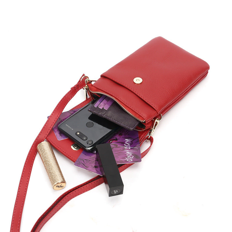 Women's First Layer Soft Cowhide Simple Fashion Phone Bags