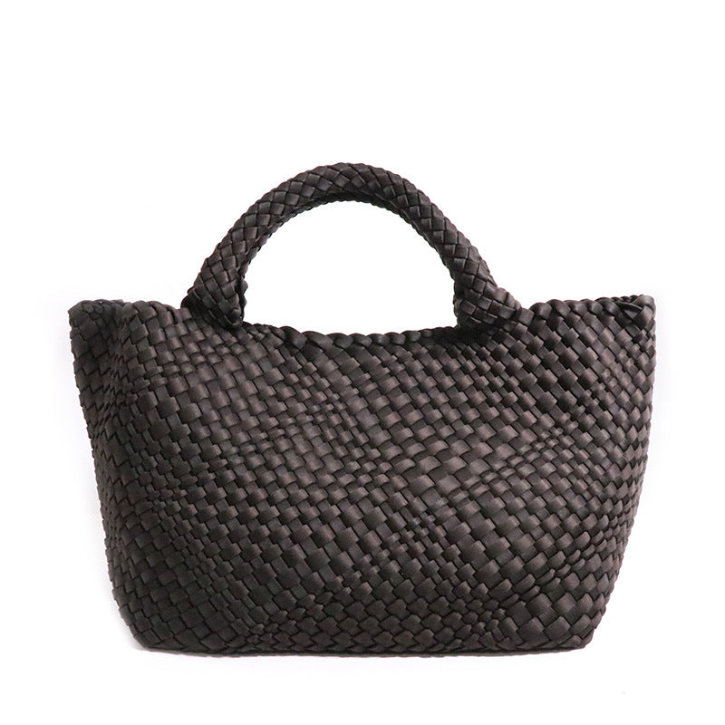 Women's Korean Fashion Woven Contrast Color Handbags