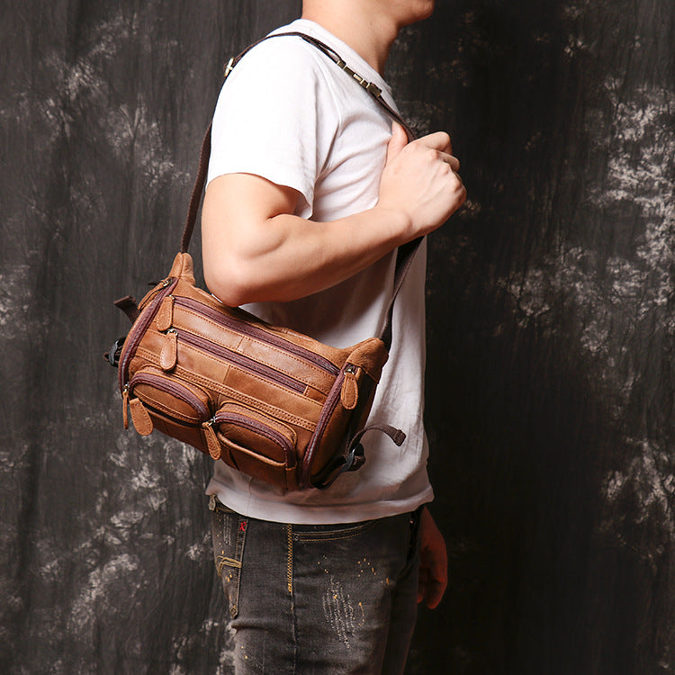 Women's Leather Large Capacity Frosted Cattle Men's Waist Packs
