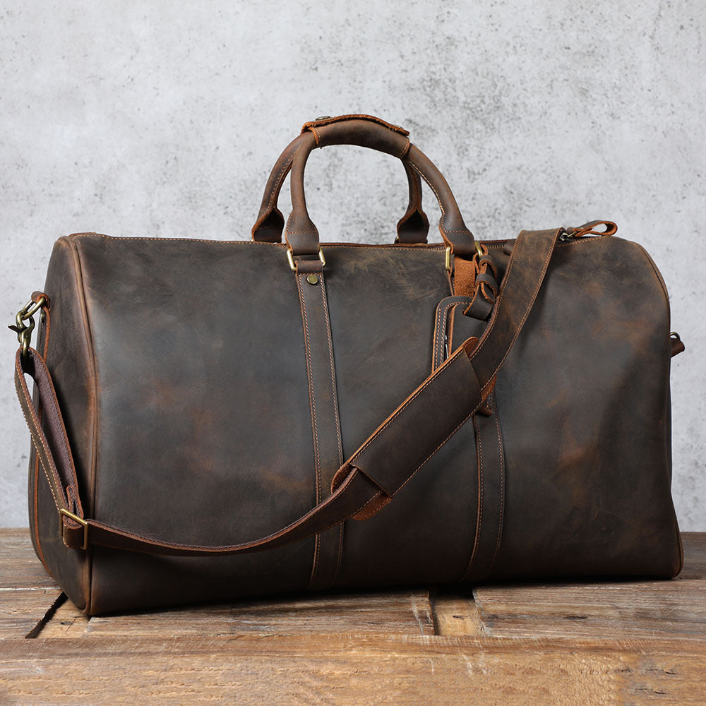 Men's Capacity First Layer Leather Duffel Handmade Travel Bags