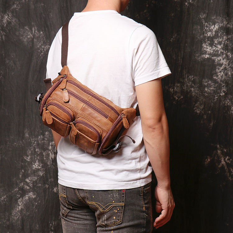 Women's Leather Large Capacity Frosted Cattle Men's Waist Packs