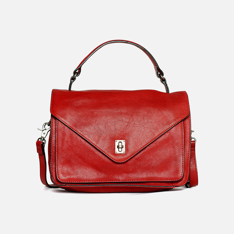 Women's First Layer Cowhide Vegetable Tanned Fashion Handbags