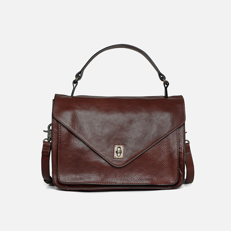 Women's First Layer Cowhide Vegetable Tanned Fashion Handbags