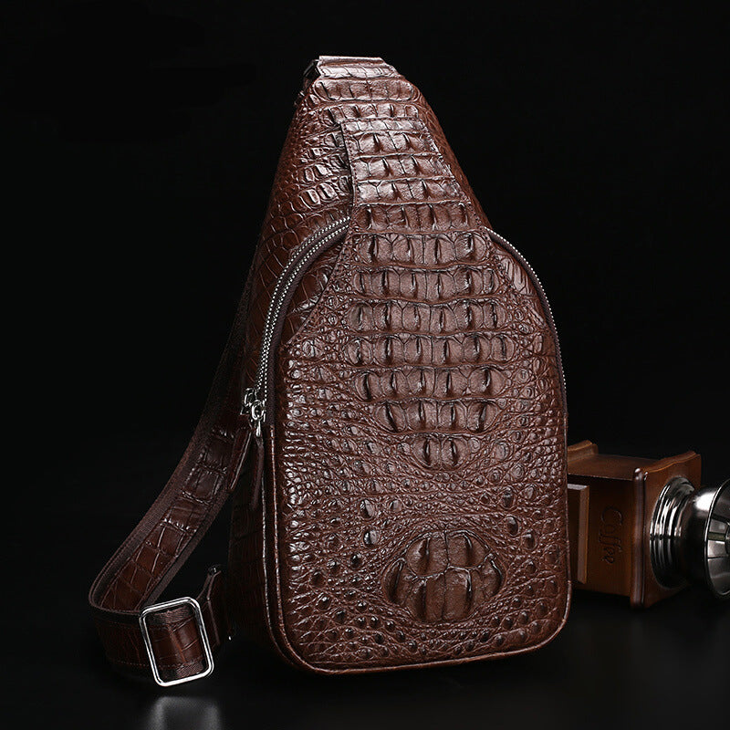 Men's Attractive Glamorous Crocodile Bone Leather Men's Chest Bags