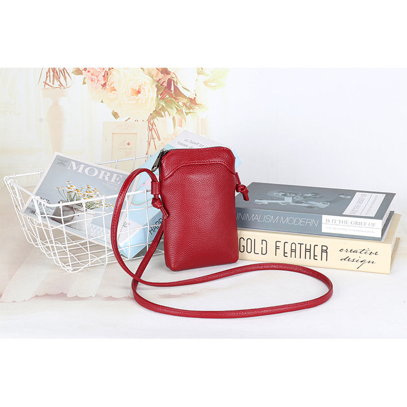 Women's Genuine Leather Vertical Mini Lightweight Soft Phone Bags