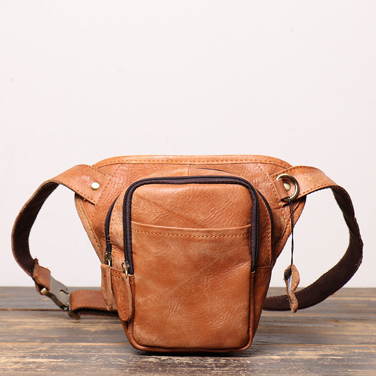 Women's & Men's & Source Matte Leather Cowhide Large Men's Waist Packs