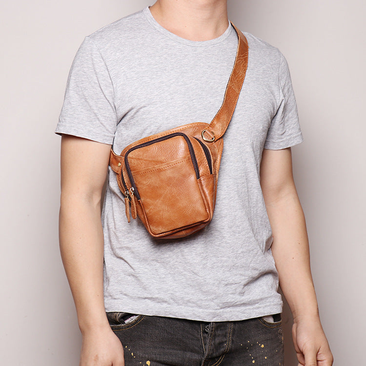 Women's & Men's & Source Matte Leather Cowhide Large Men's Waist Packs