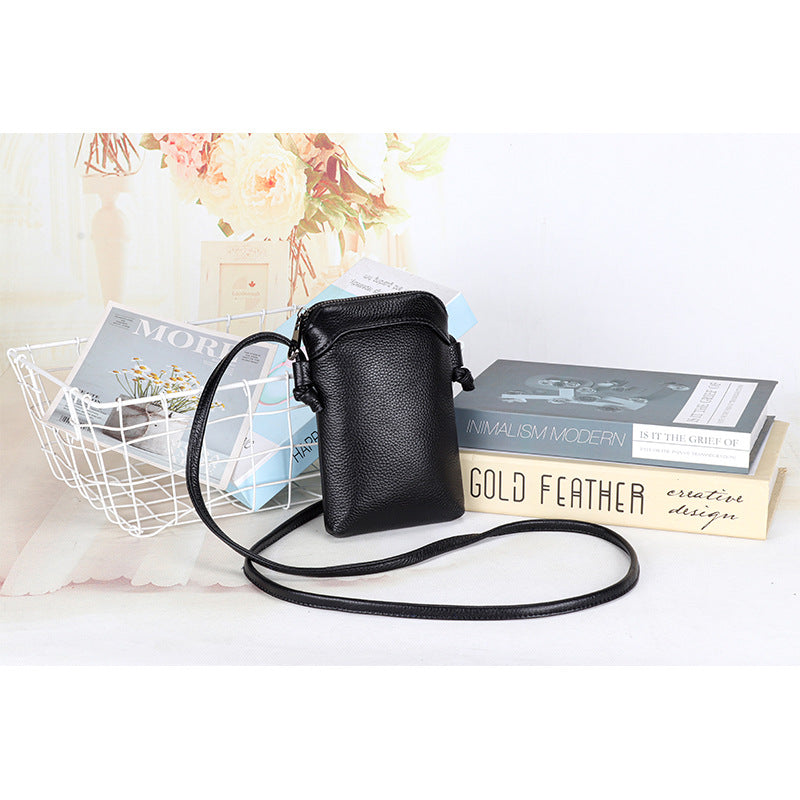 Women's Genuine Leather Vertical Mini Lightweight Soft Phone Bags