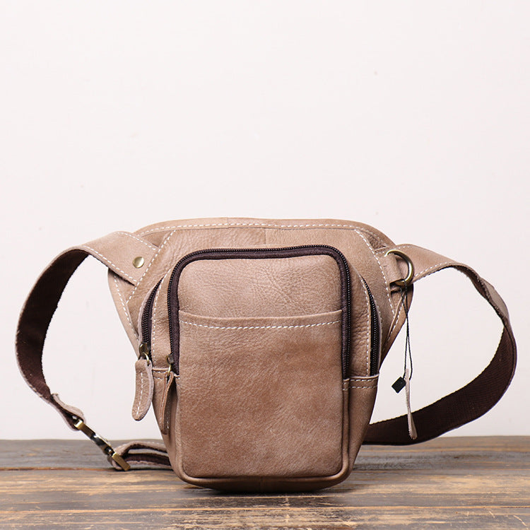 Women's & Men's & Source Matte Leather Cowhide Large Men's Waist Packs
