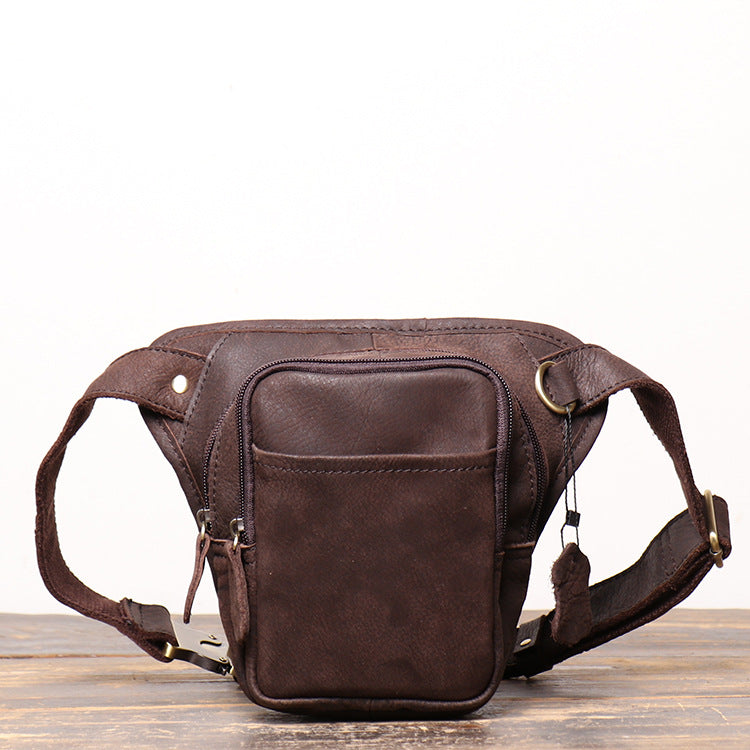 Women's & Men's & Source Matte Leather Cowhide Large Men's Waist Packs