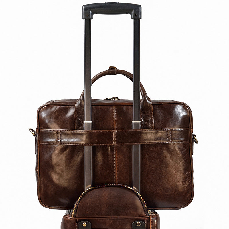 Men's Leather Vintage Business First Layer Computer Men's Briefcases