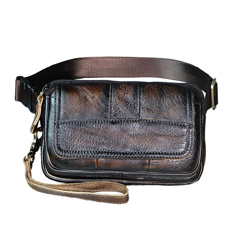 Men's Cowhide Crazy Horse Leather Trendy Cool Bags