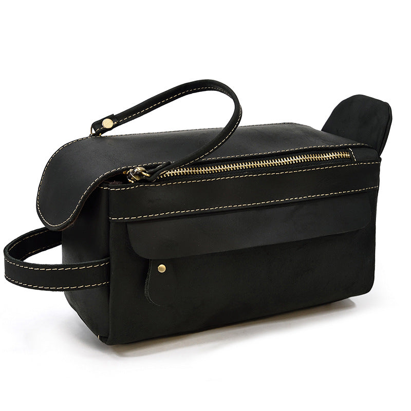 Women's & Men's & Real Leather Toiletry Retro Crazy Men's Handbags