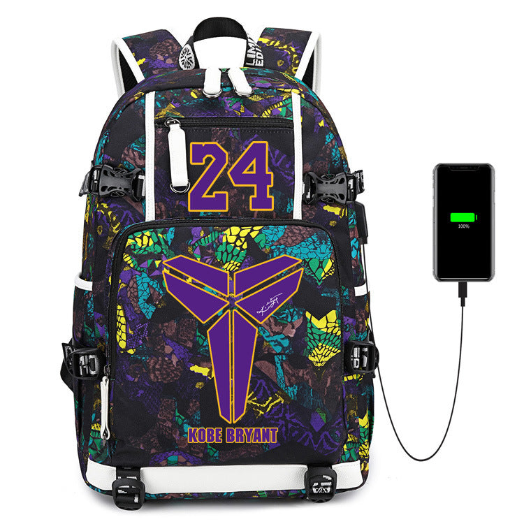 Men's Mamba Memorial Tribute Basketball Printed Trendy Backpacks