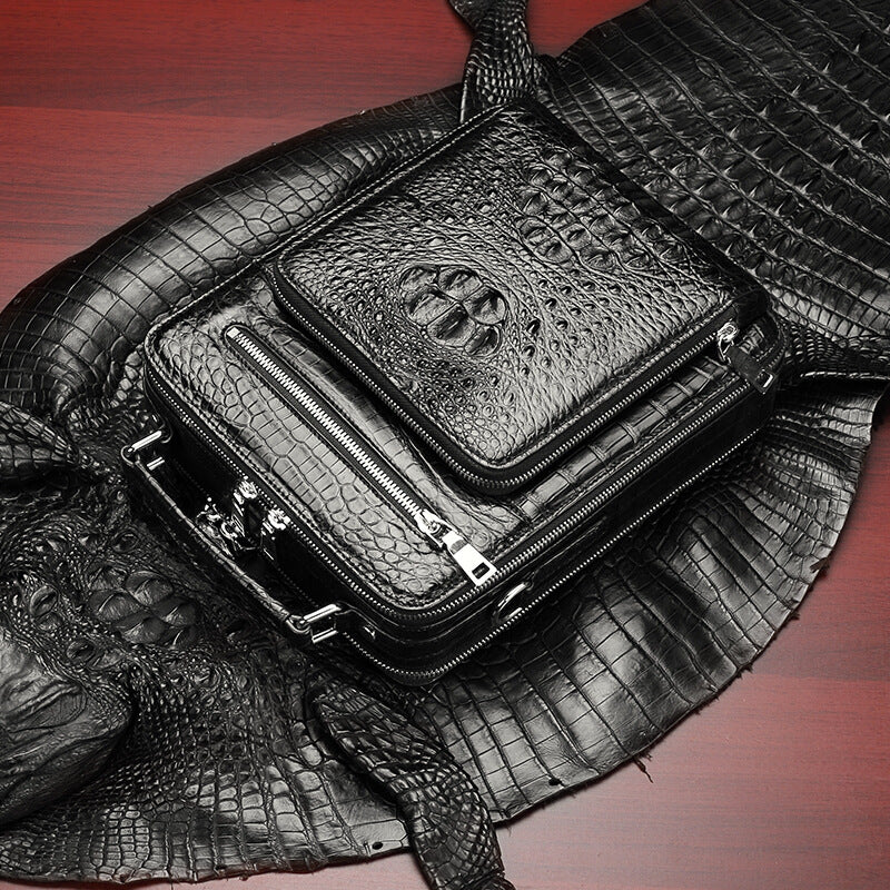 Men's Light Luxury Crocodile Leather Business Live Men's Shoulder Bags