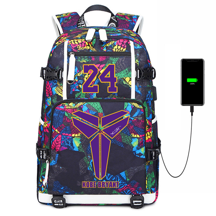 Men's Mamba Memorial Tribute Basketball Printed Trendy Backpacks
