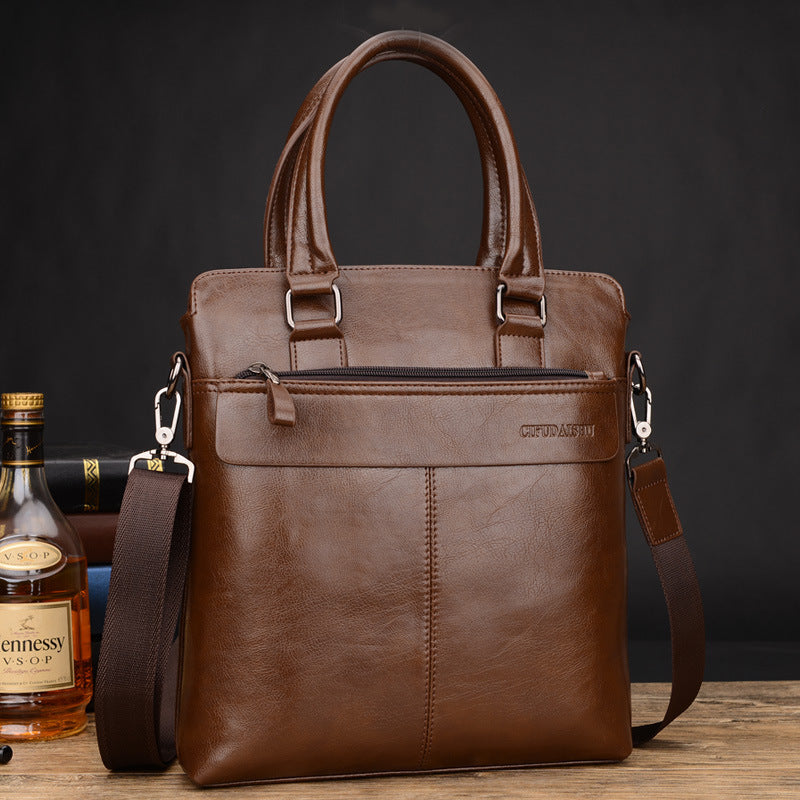 Men's Classy Horizontal Business Cowhide Computer Men's Briefcases