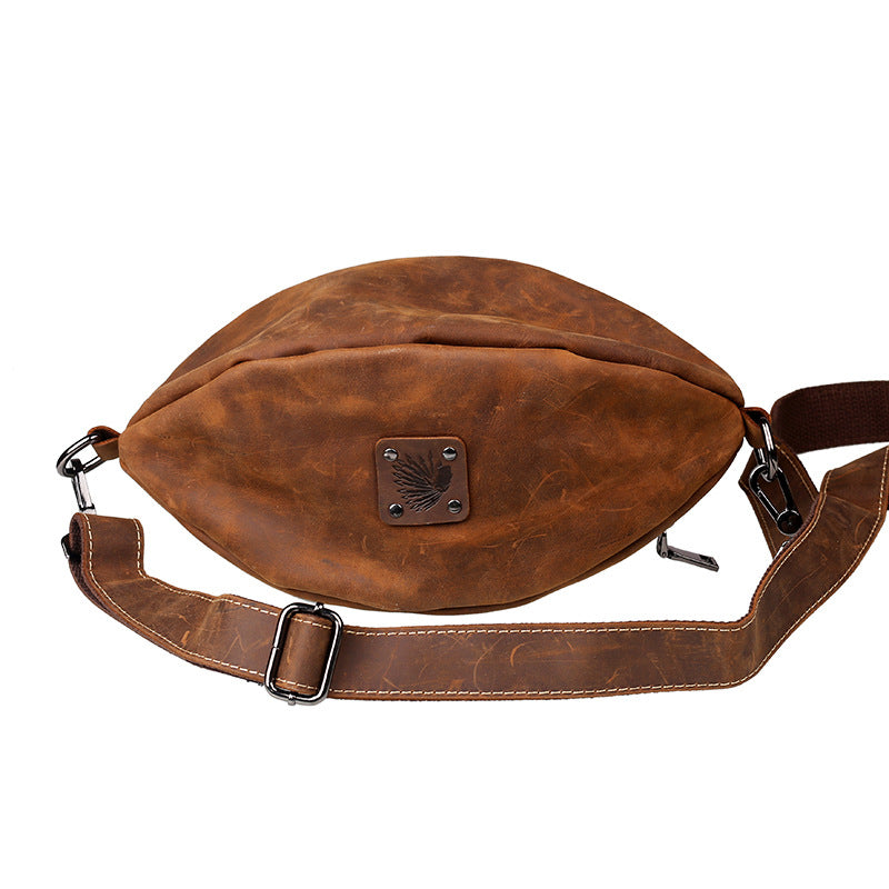 Men's Handmade Crazy Horse Top Layer Leather Men's Shoulder Bags