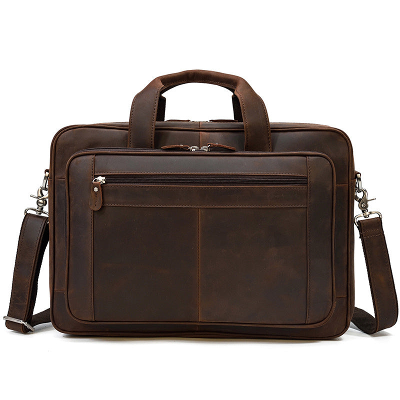 Men's Crazy Horse Leather Business Vintage Commuter Men's Handbags