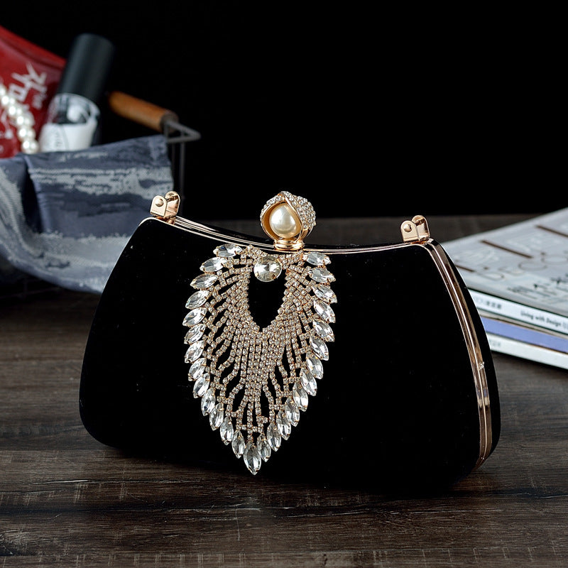 Women's Retro Style Drill Diamond Veet Banquet Handbags