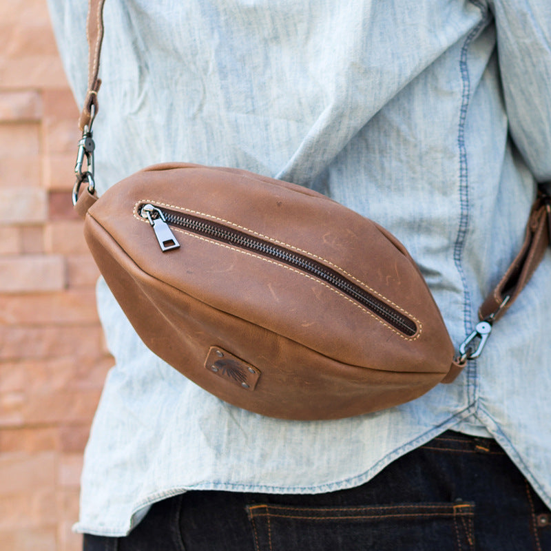 Men's Handmade Crazy Horse Top Layer Leather Men's Shoulder Bags